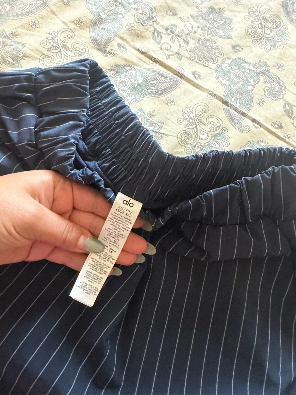 ALO Yoga Navy Pinstripe Skater Skirt